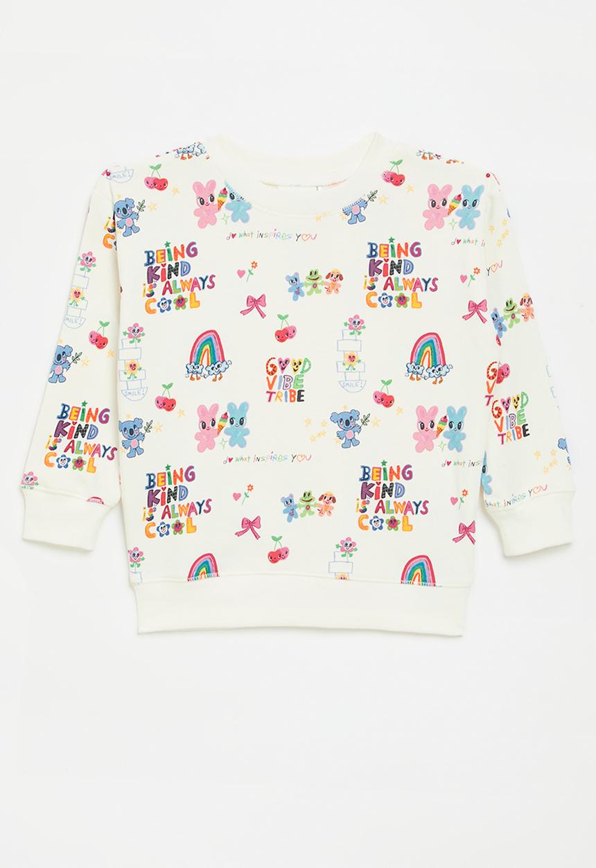 Cotton On - License dusty fleece crew neck - lcn isc good vibes/vanilla