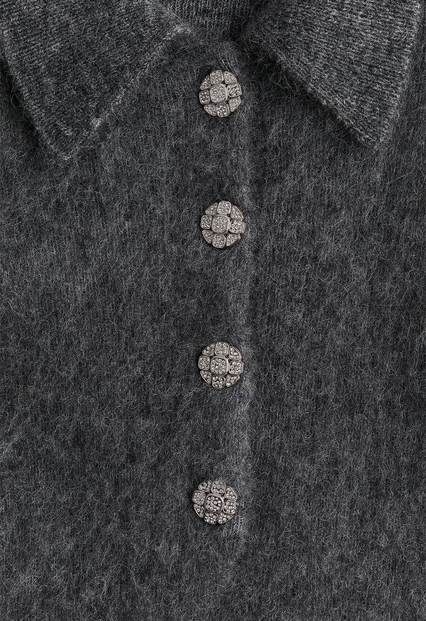 H&M - Mohair-blend collared jumper - dark grey