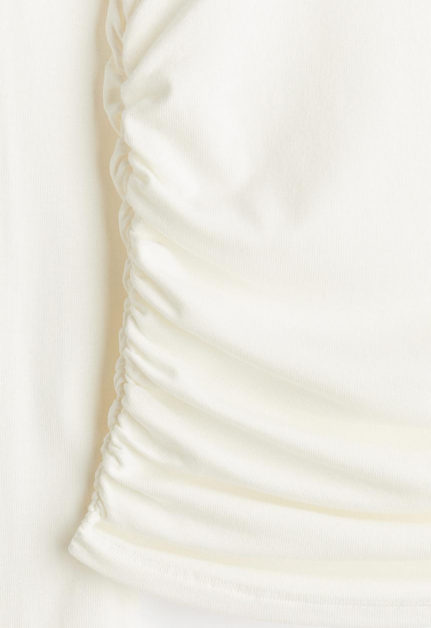 H&M - Gathered jersey top - cream