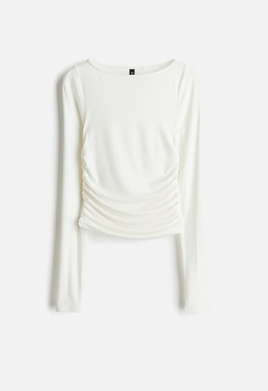 H&M - Gathered jersey top - cream