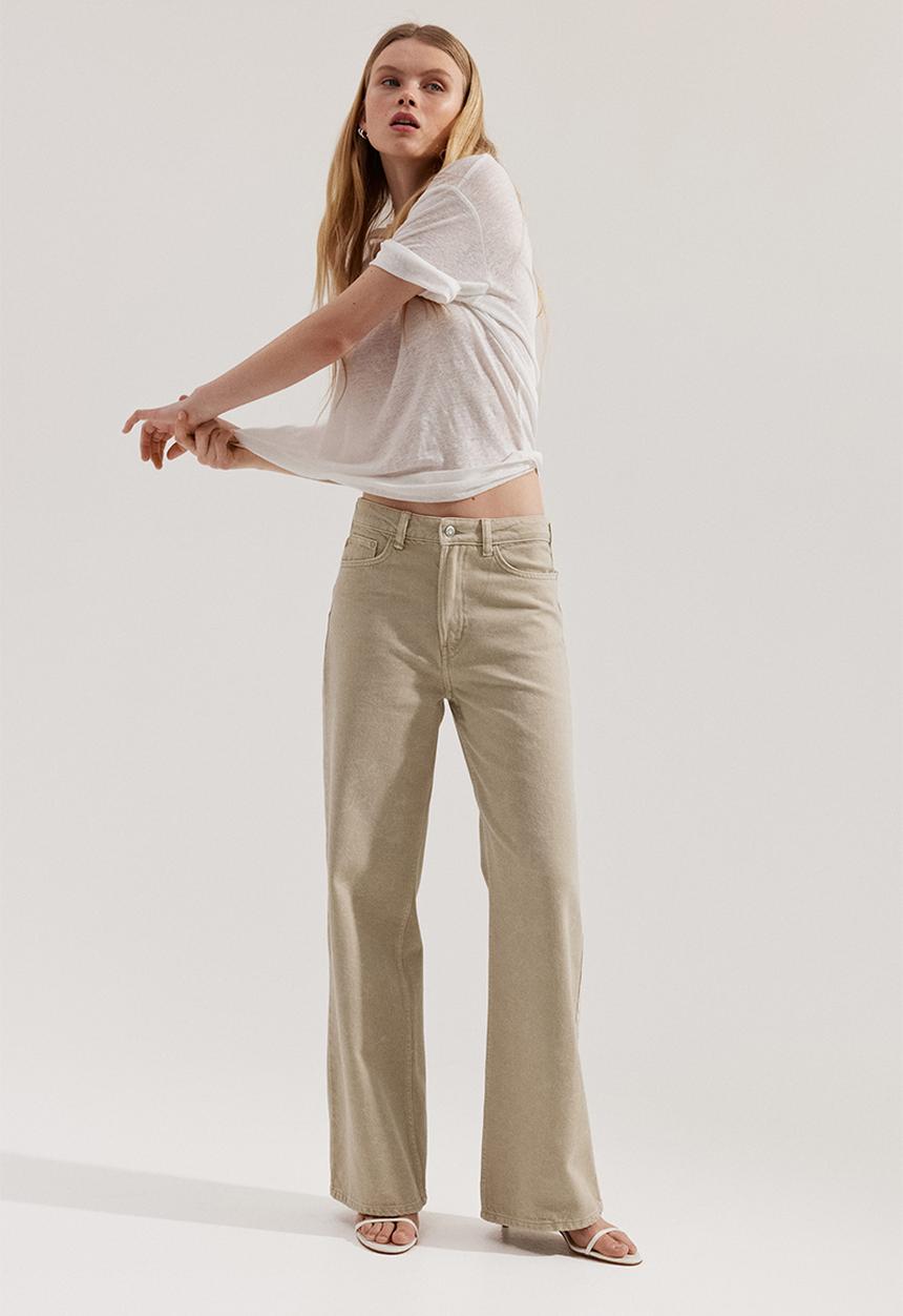 H&M - Wide ultra high jeans - dusty beige