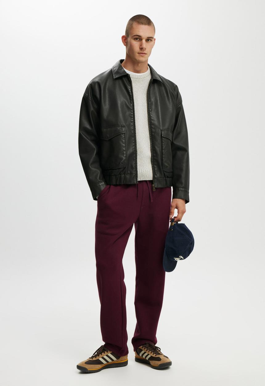 Cotton On - Relaxed Track Pant - Burgundy