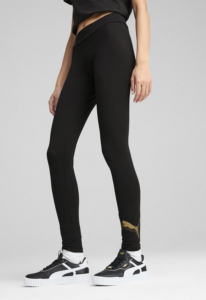 PUMA - Ess metallic leggings - puma black-metallic gold