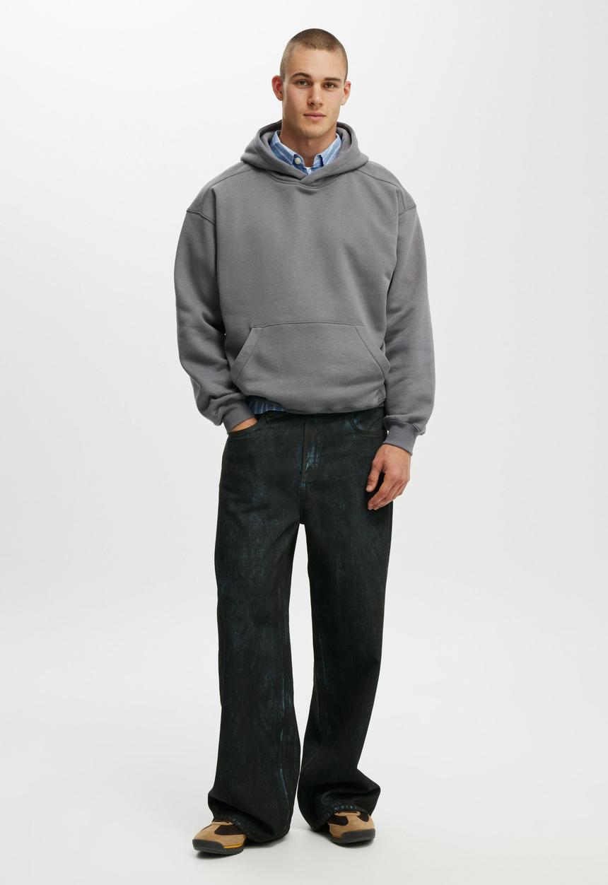 Cotton On - Box Fit Hoodie - Slate Stone