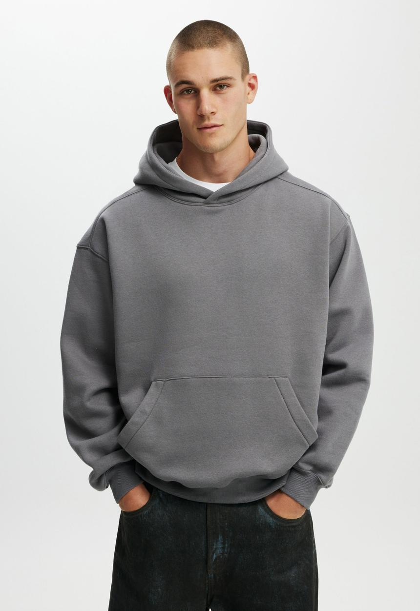 Cotton On - Box Fit Hoodie - Slate Stone
