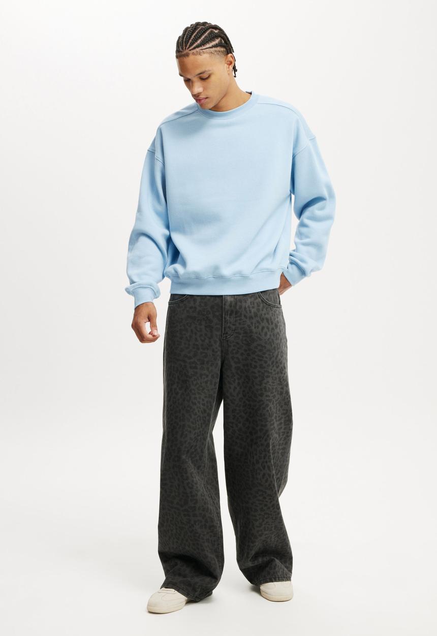 Cotton On - Box Fit Crew Sweater - Pearl Blue