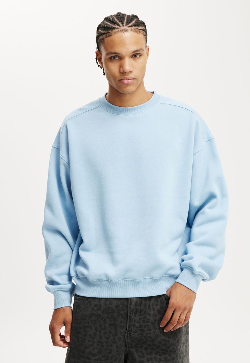 Cotton On - Box Fit Crew Sweater - Pearl Blue