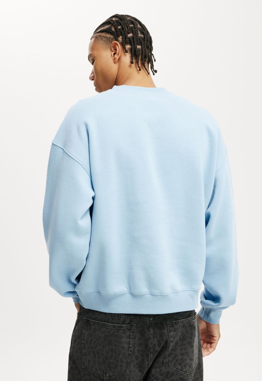 Cotton On - Box Fit Crew Sweater - Pearl Blue