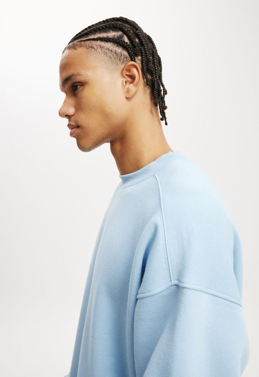 Cotton On - Box Fit Crew Sweater - Pearl Blue
