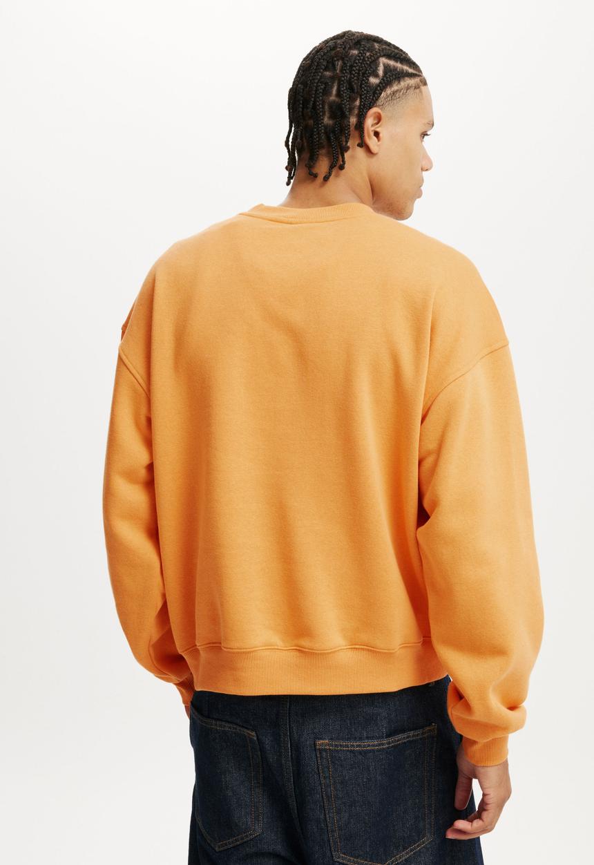 Cotton On - Box Fit Crew Sweater - Orange Sun