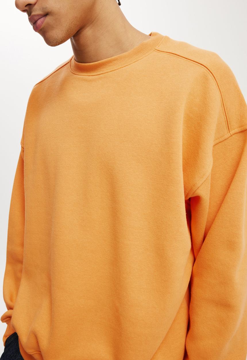 Cotton On - Box Fit Crew Sweater - Orange Sun