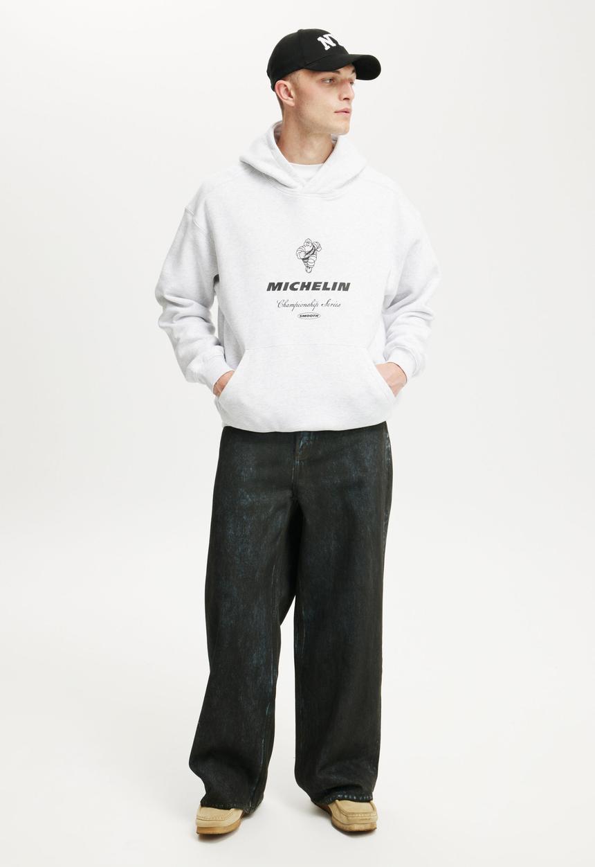 Cotton On - Michelin Box Fit Hoodie - Lcn Mic Athletic Marle/Michelin Keep Rollin
