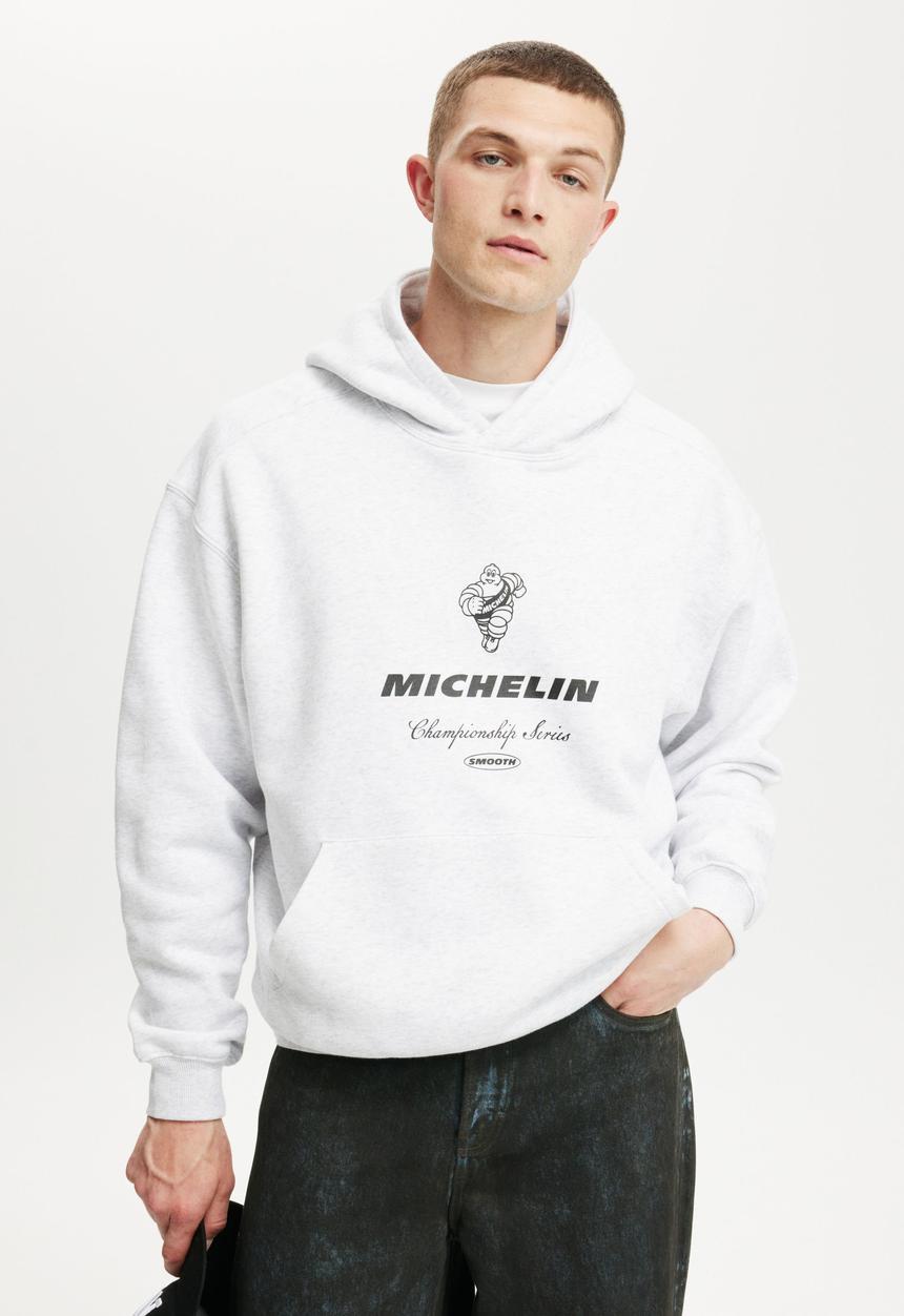 Cotton On - Michelin Box Fit Hoodie - Lcn Mic Athletic Marle/Michelin Keep Rollin