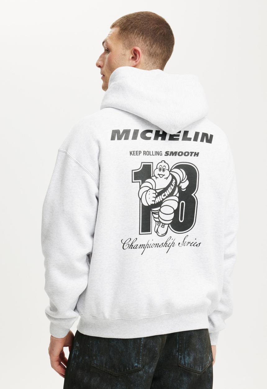 Cotton On - Michelin Box Fit Hoodie - Lcn Mic Athletic Marle/Michelin Keep Rollin