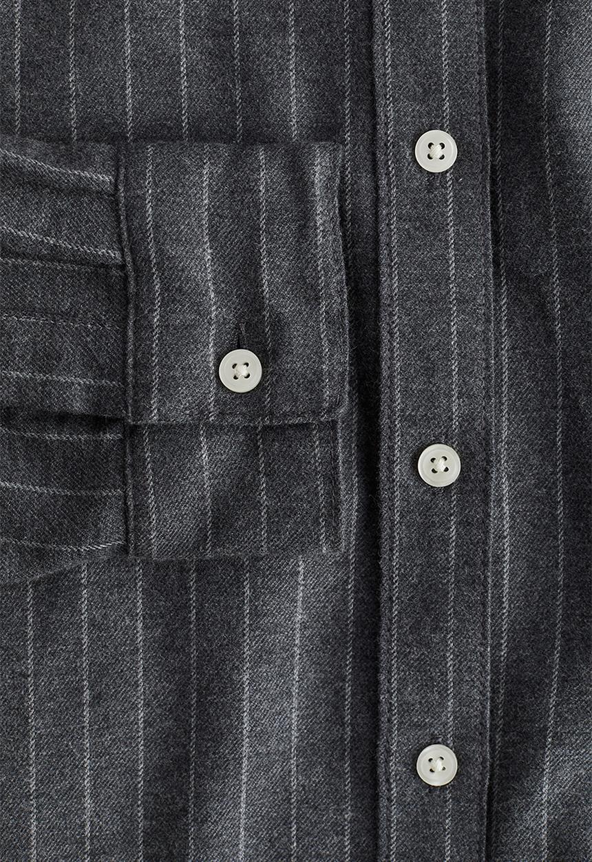 H&M - Cotton flannel shirt - dark grey/pinstriped 