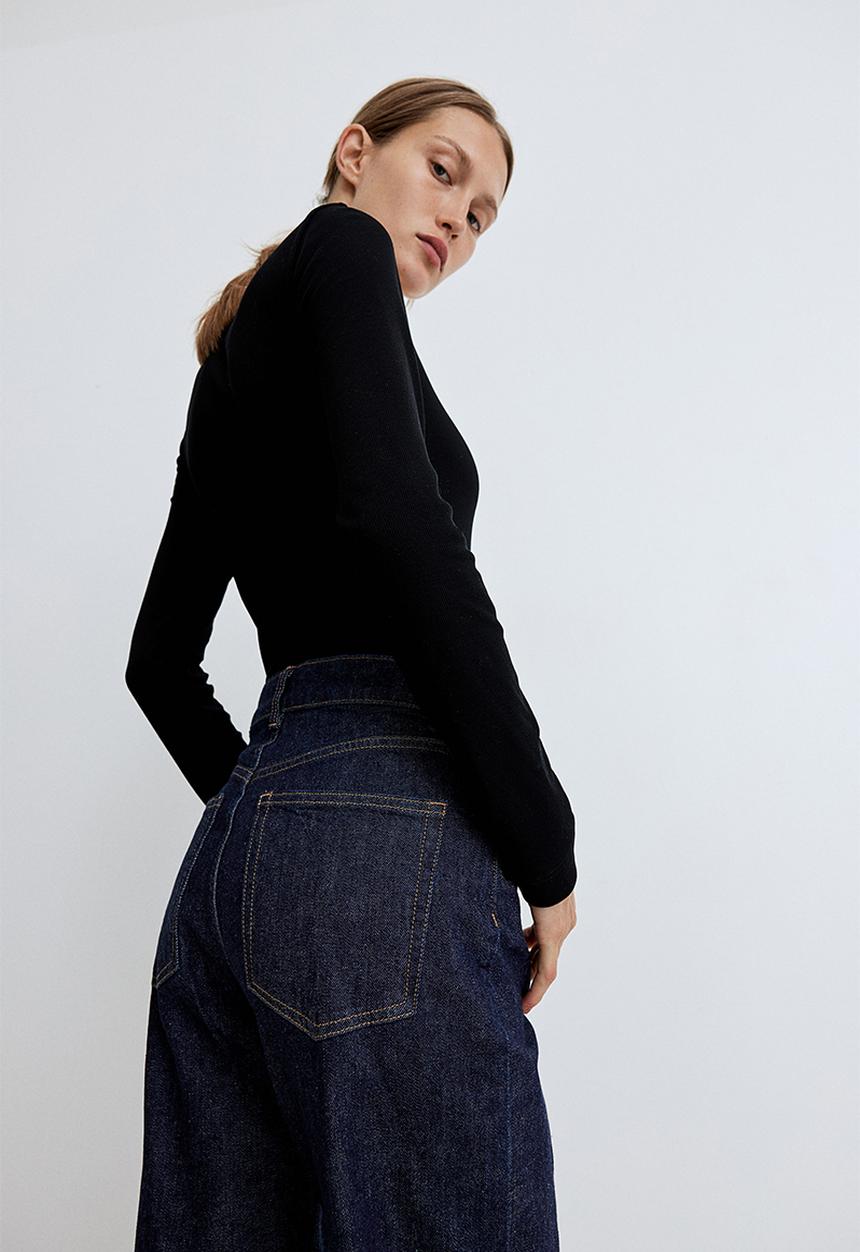 H&M - Wide high jeans - dark denim blue