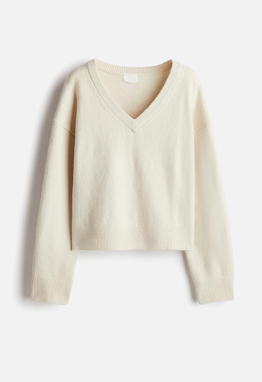 H&M - V-neck jumper - light beige 