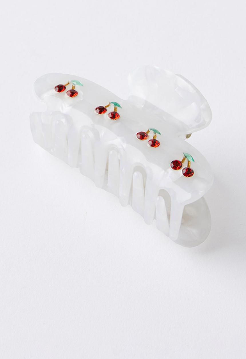 Rubi - Lily hair claw - ecru red dia cherries