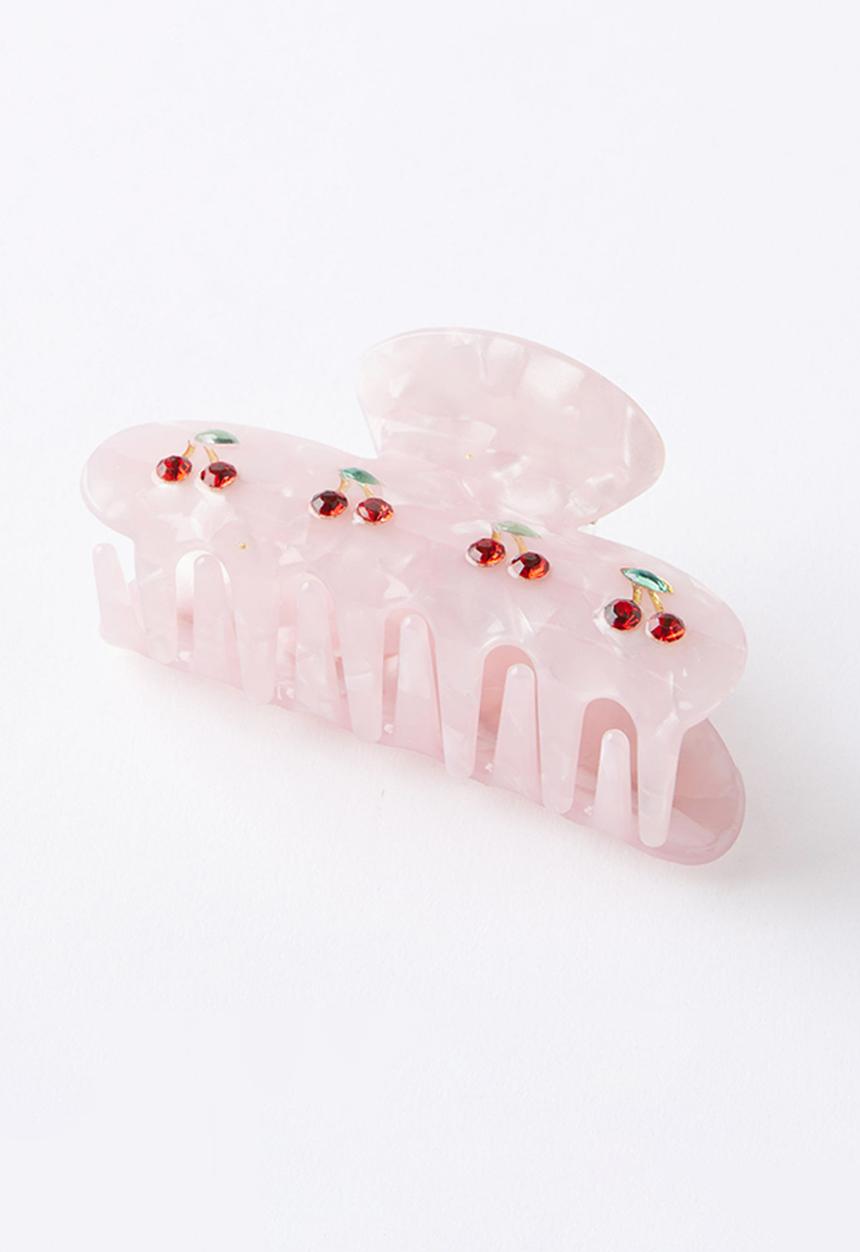 Rubi - Lily hair claw - pink red dia cherries