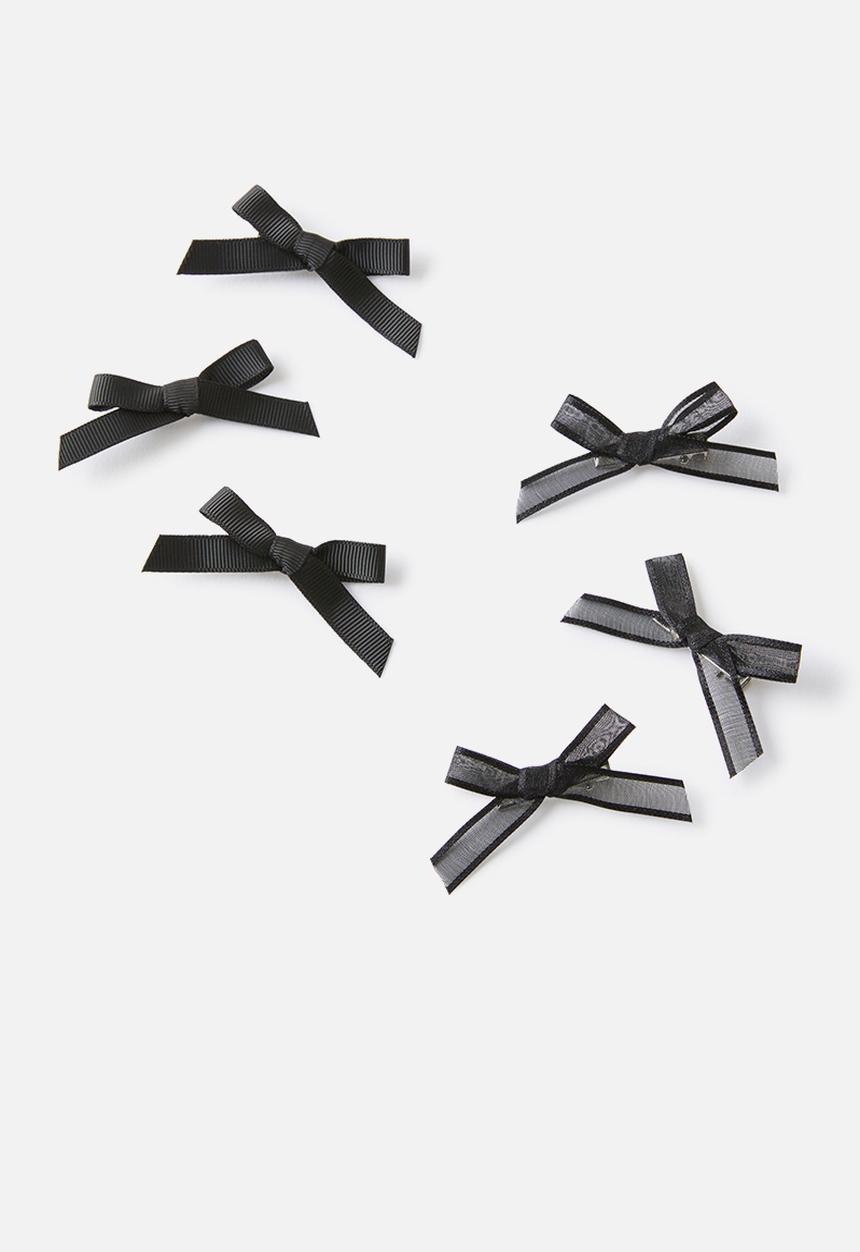 Rubi - Sophia mini hair bow pack - black grosgrain organza