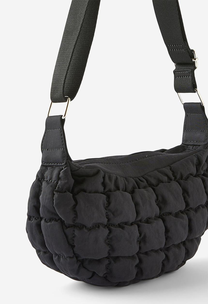 Rubi - Mini bowie crescent bag - black quilted bubble