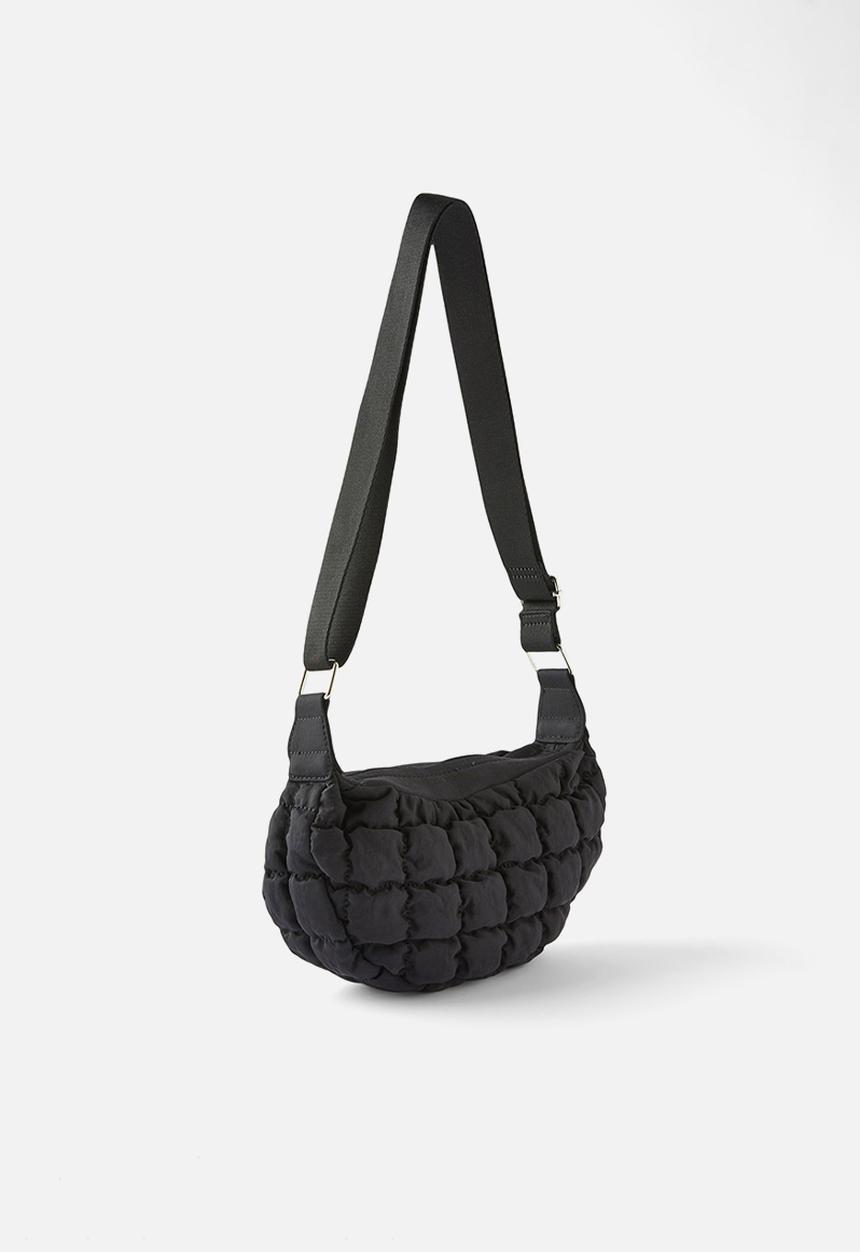 Rubi - Mini bowie crescent bag - black quilted bubble