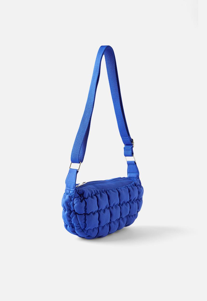 Rubi - Mini bowie crescent bag - sailor blue quilted bubble