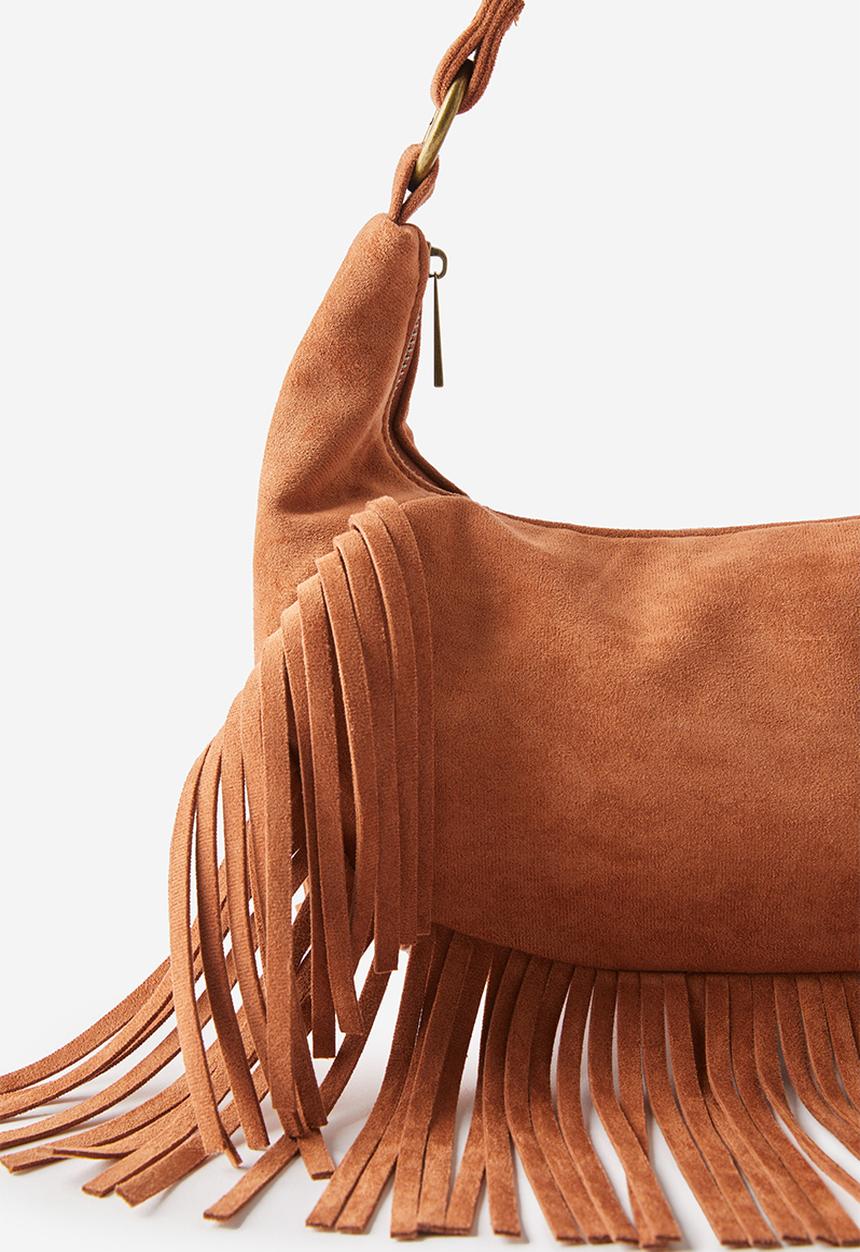 Rubi - Dahlia fringe underarm bag - sandstone micro