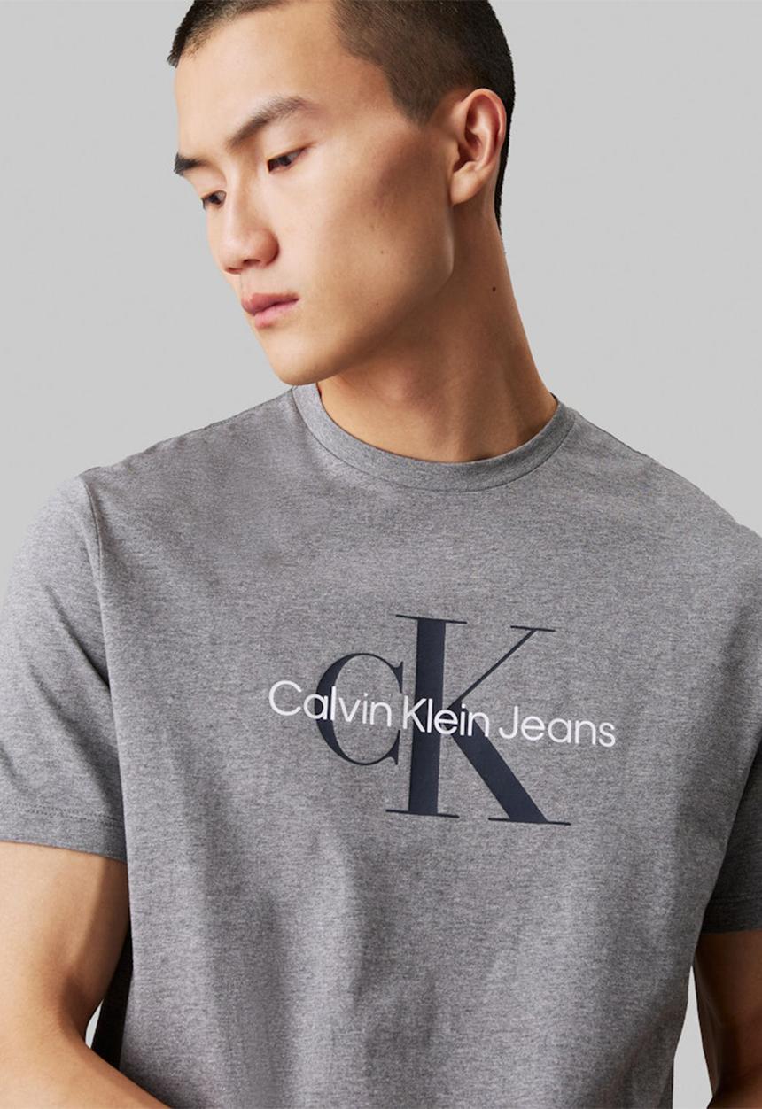 Calvin Klein - Ss hero monogram tee 30s eu opt - medium grey heather