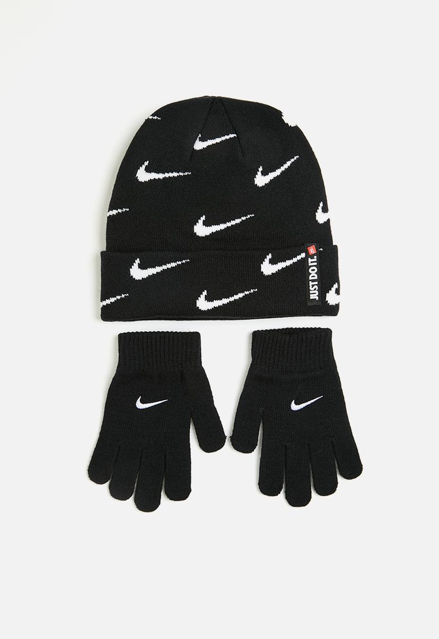 Nike - Swoosh repeat beanie set - black