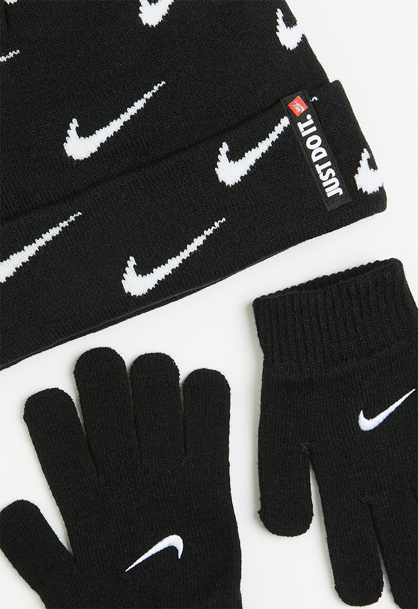 Nike - Swoosh repeat beanie set - black