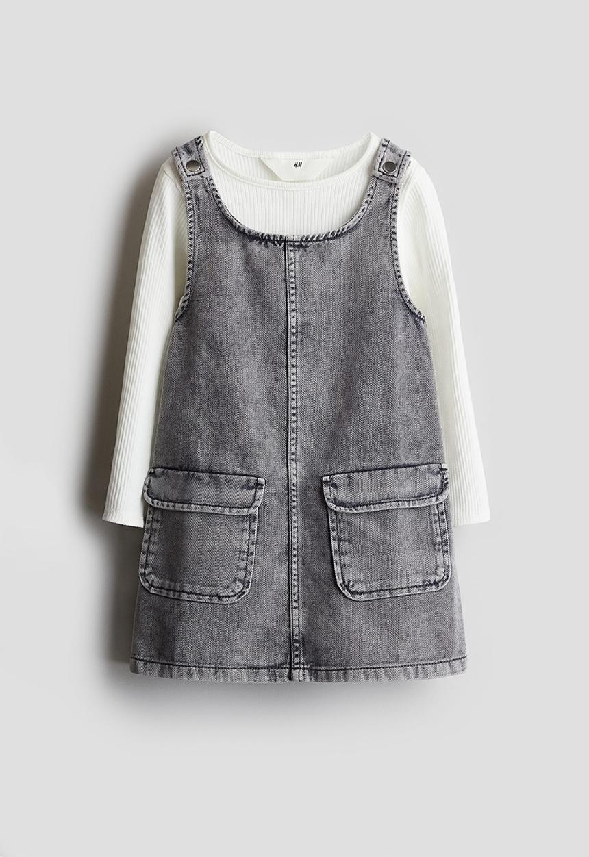H&M - 2-Piece dress and top set - denim grey/white