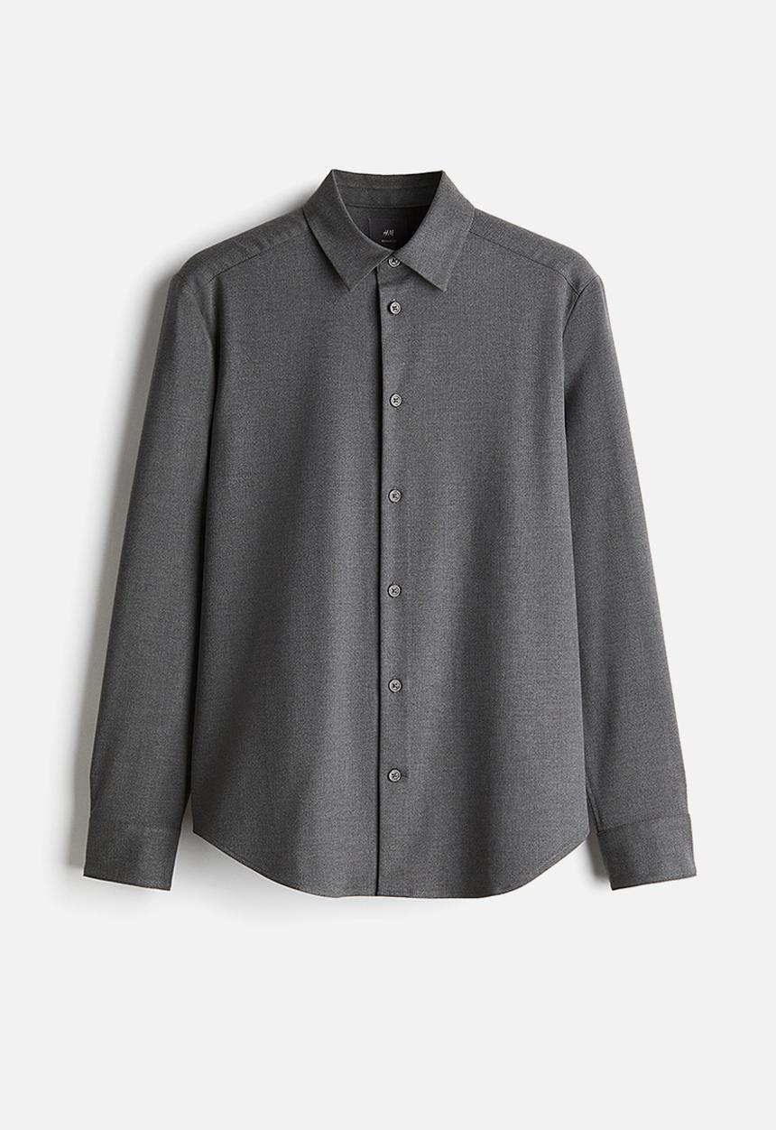 Regular fit twill shirt - dark grey - 1231406001