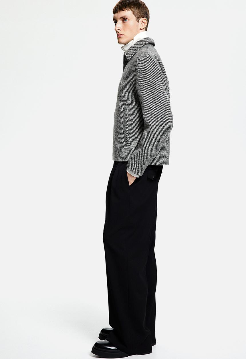 H&M - Regular fit wool-blend jacket - black & white