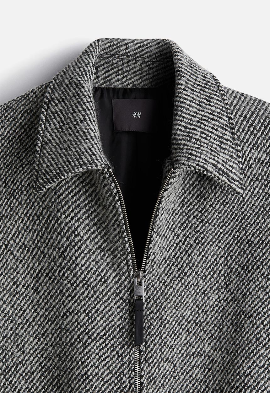 H&M - Regular fit wool-blend jacket - black & white