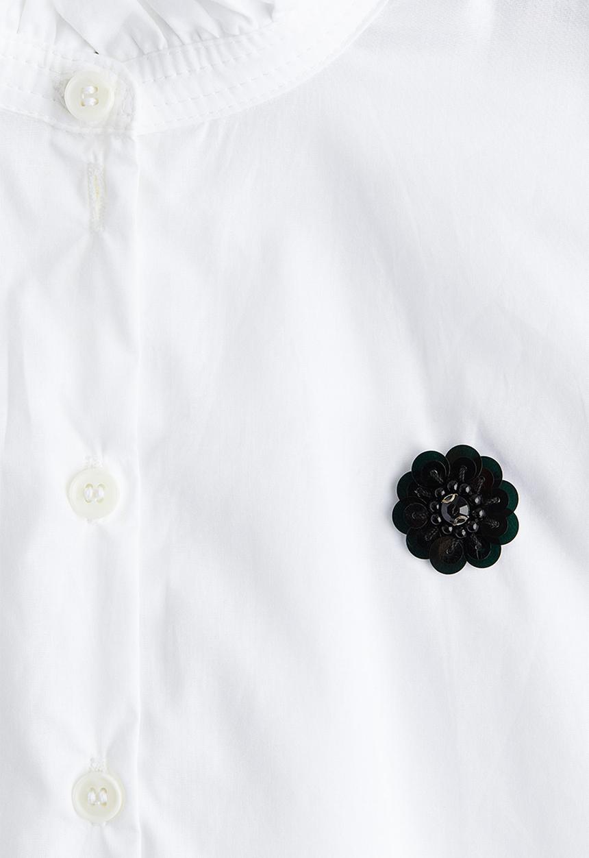 H&M - Frill-collar blouse - white flower