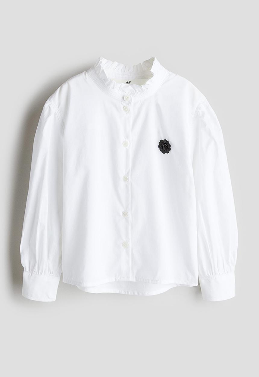 H&M - Frill-collar blouse - white flower
