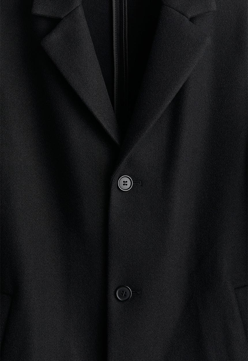 H&M - Slim fit wool-blend coat - black