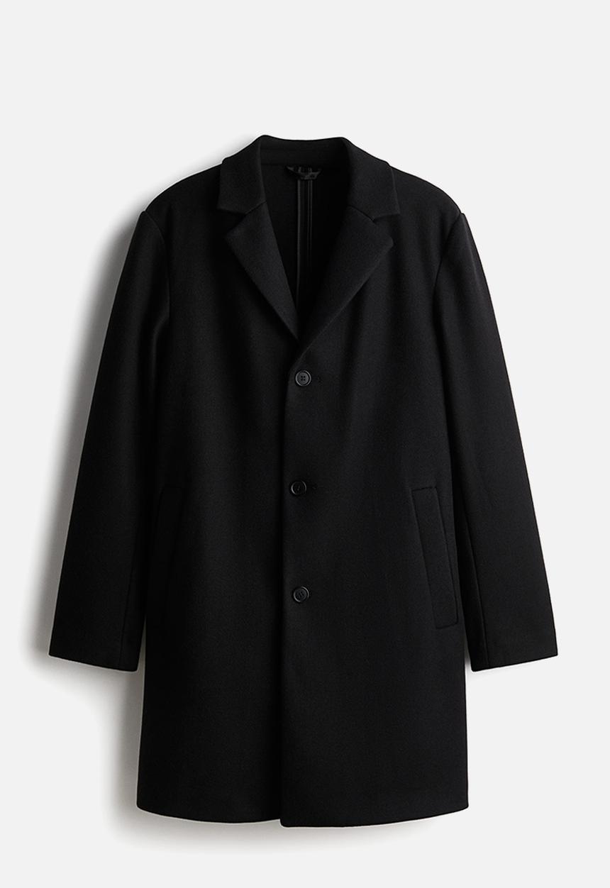 H&M - Slim fit wool-blend coat - black