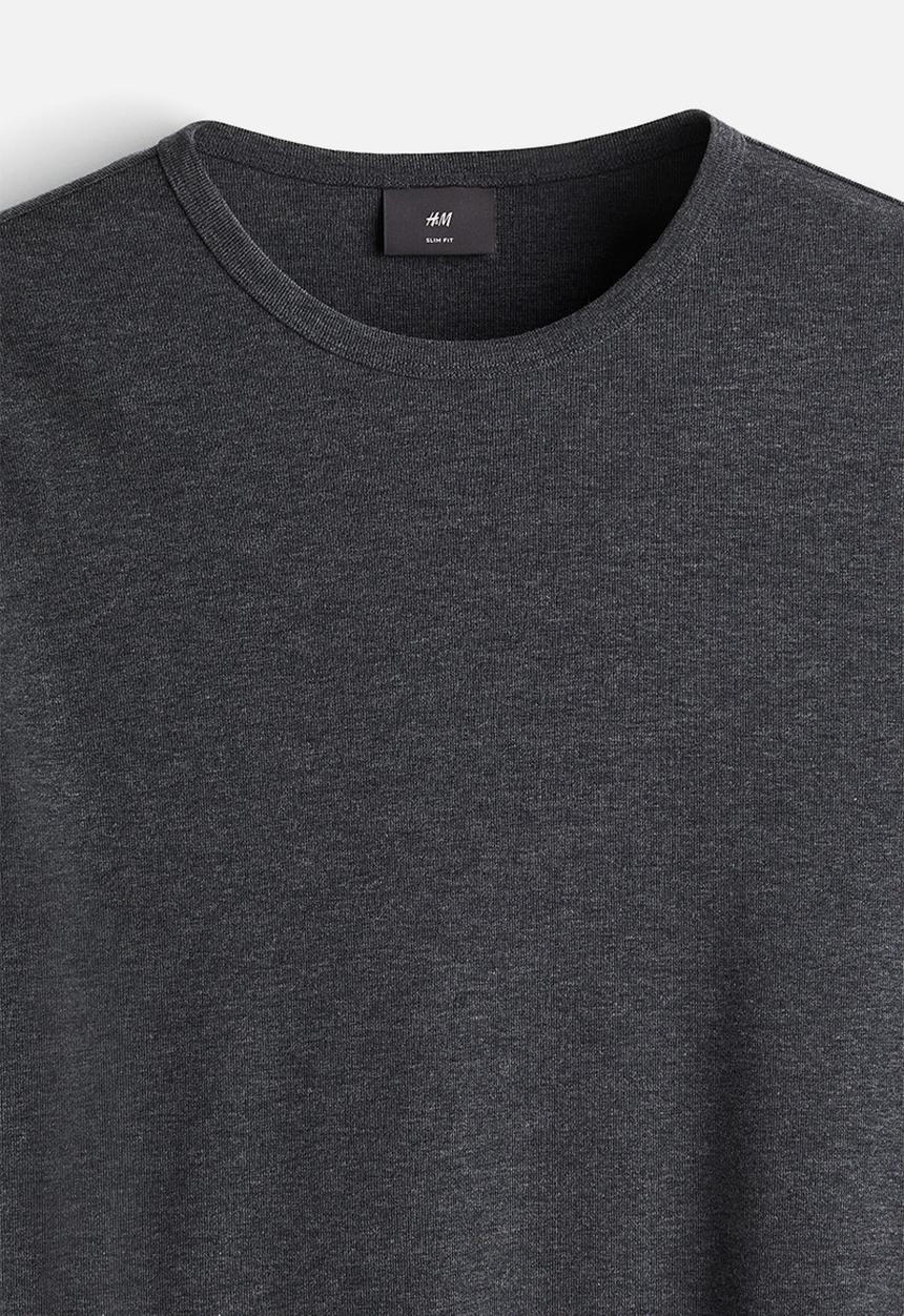 H&M - Slim fit T-shirt - dark grey marl