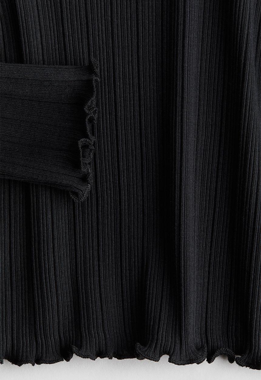 H&M - Overlock-detail ribbed top - black
