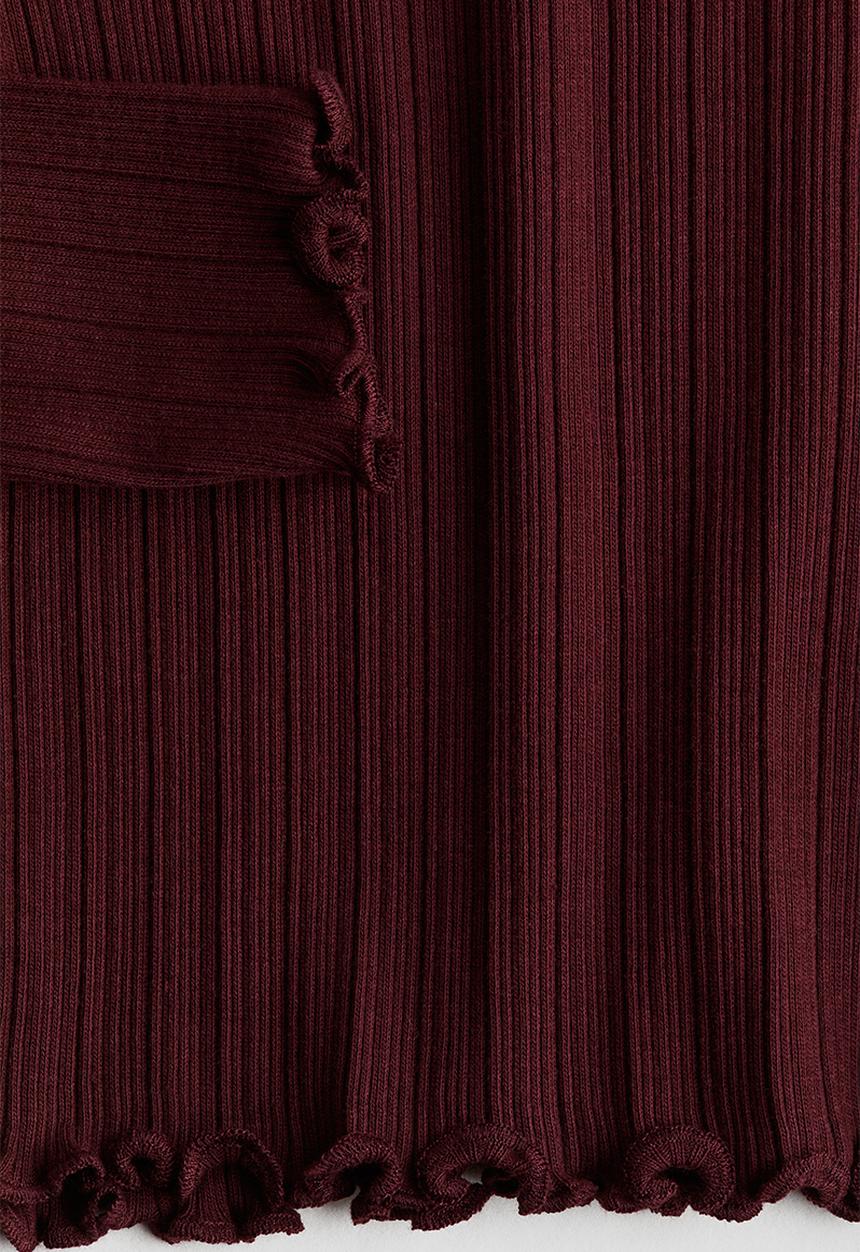 H&M - Overlock-detail ribbed top - dark red