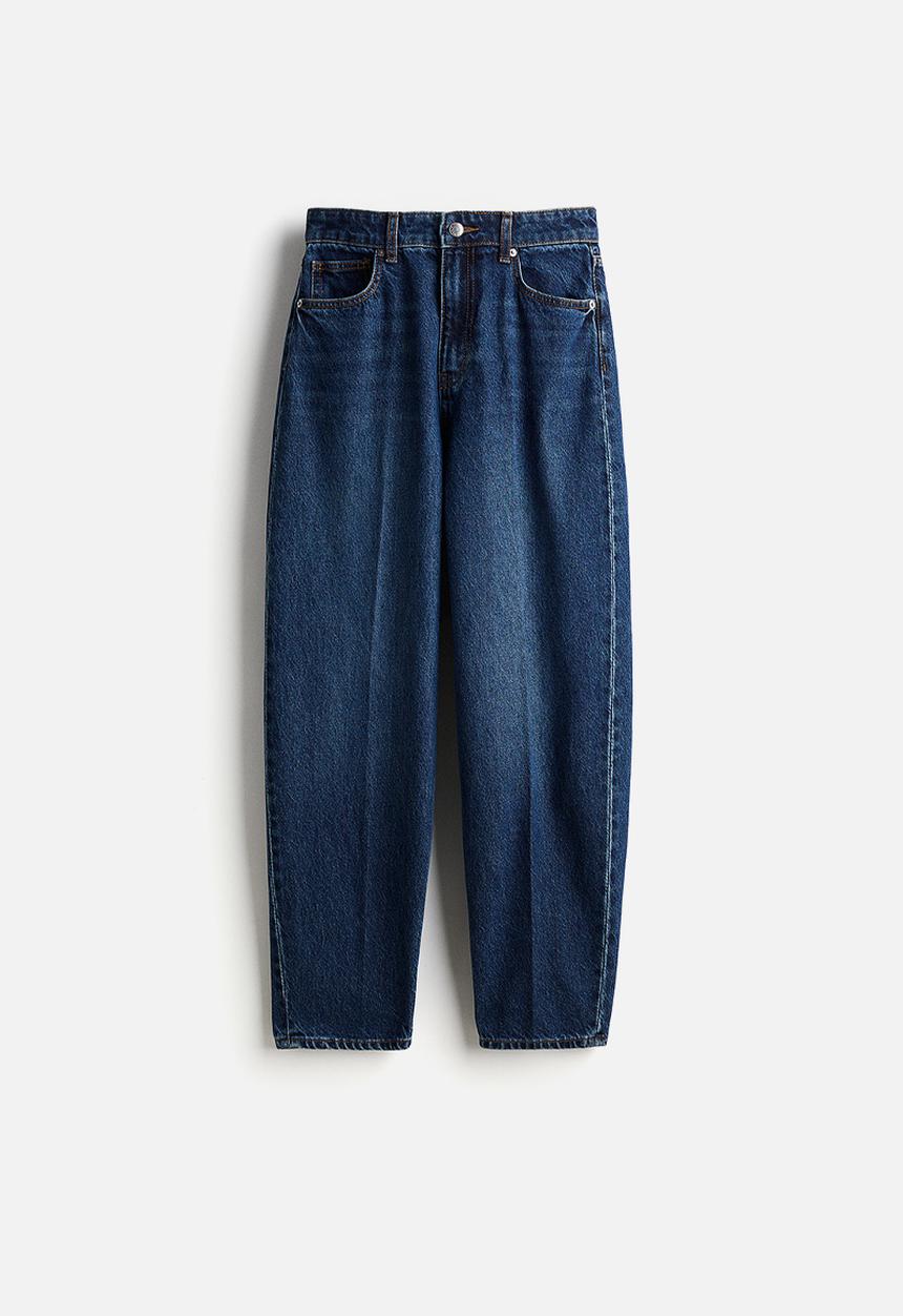 H&M - Crease-leg tapered jeans -  dark denim blue 