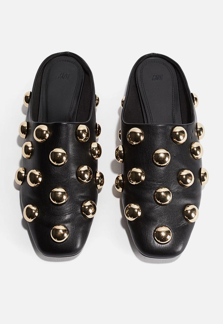 H&M - Embellished mules - black & gold coloured 