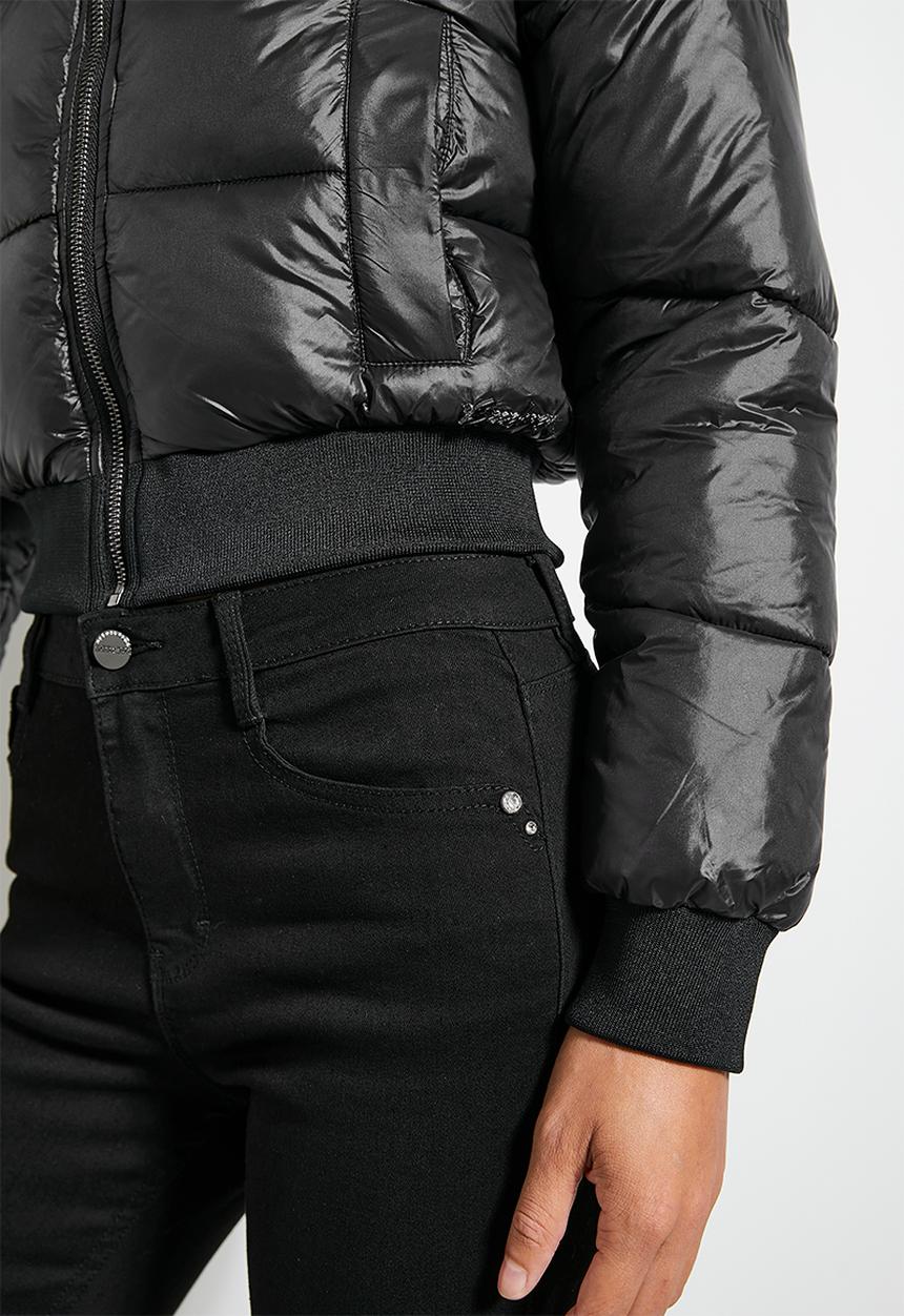 SISSY BOY - ROLL WITH IT : Puffer Jacket With Faux Fur Collar - Black