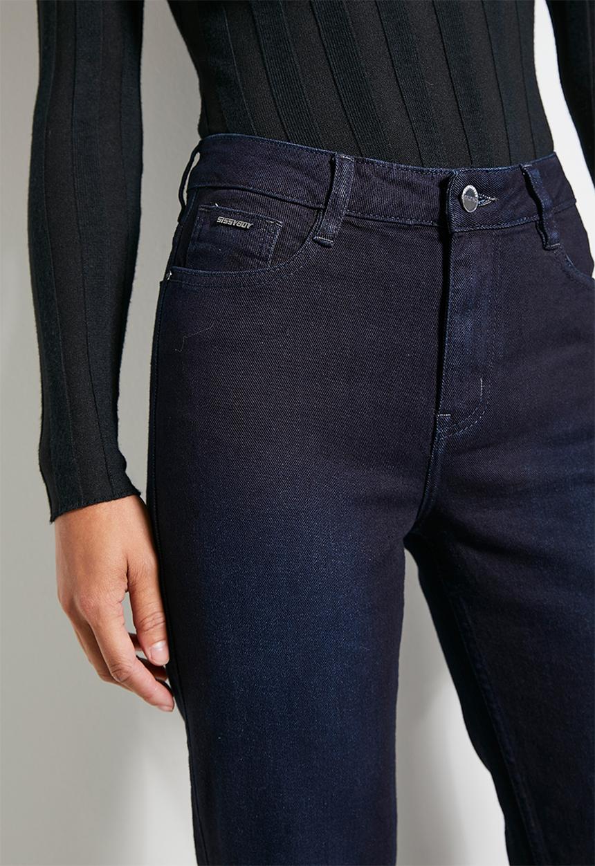 SISSY BOY - Lauren: Mid Waist Straight Leg - Dark Indigo