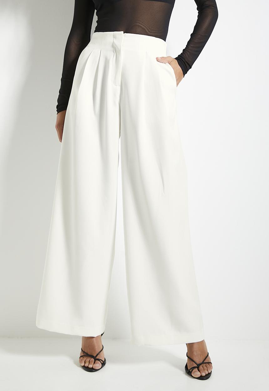 VELVET - Co-ord pleated wide leg - milk
