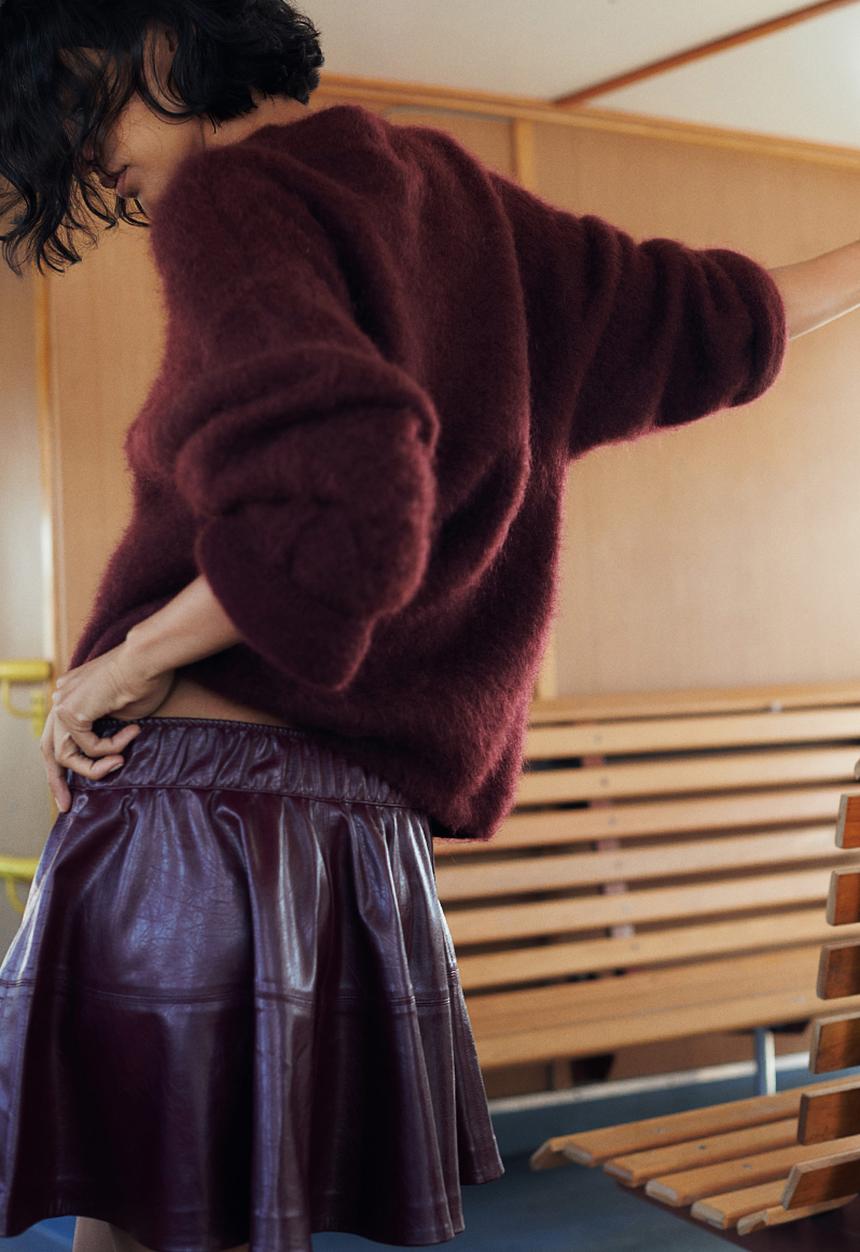 H&M - Flared coated skirt - red