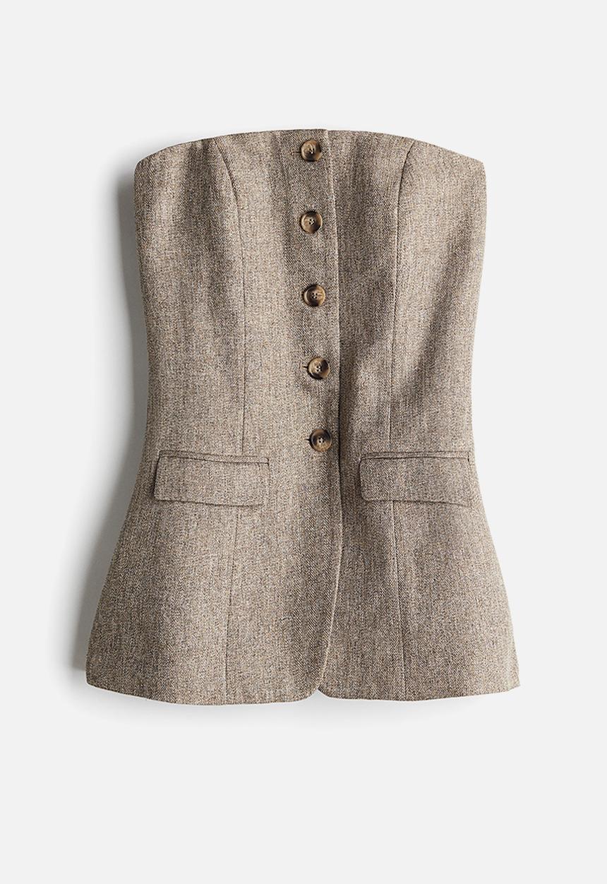 H&M - Button-front bandeau top - beige