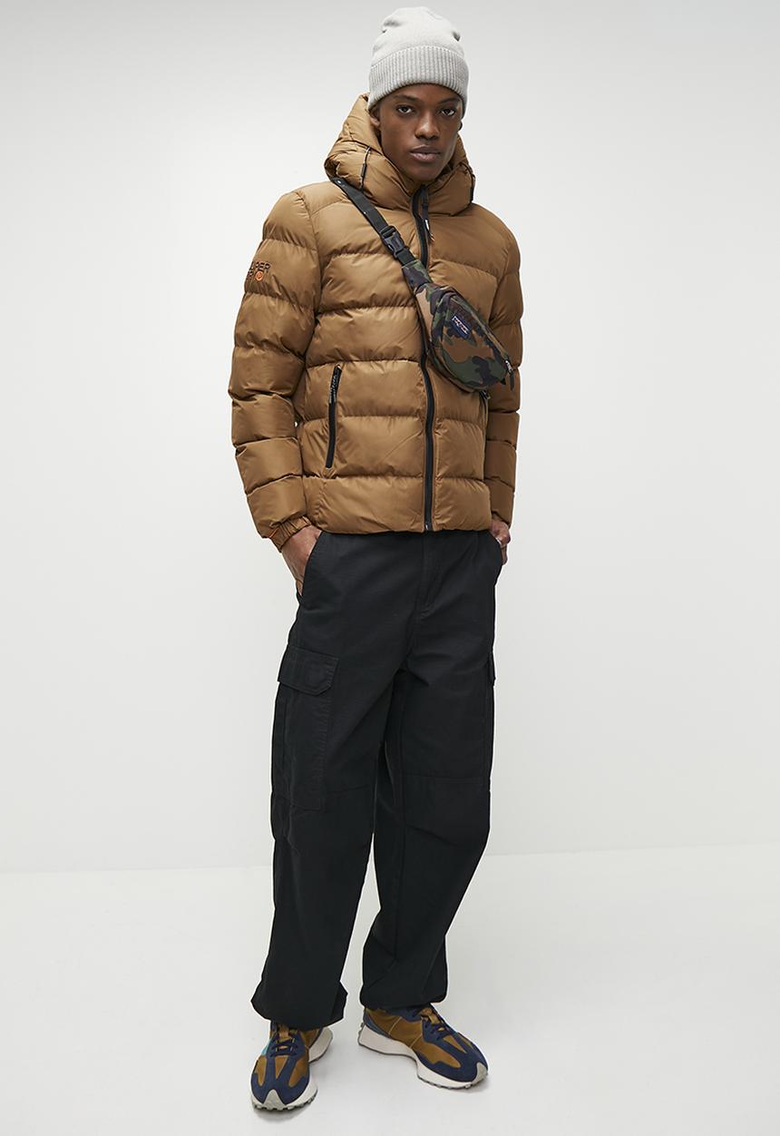 Superdry. - Hooded sports puffer jacketDenim Co Tobacco Brown